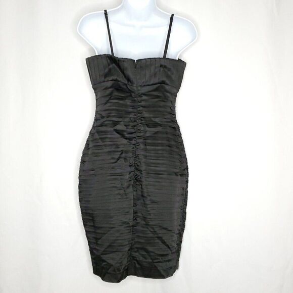 Calvin Klein Black Dress Sz 4 Cocktail Party Evening Ruched Pleats Strapless - Picture 3 of 6